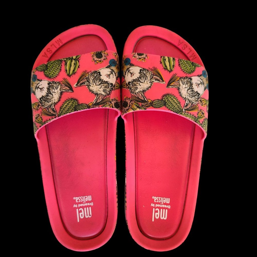 Mel By Melissa Slides Girls Pink Rubber Sandals Size 3 Dreamed by Melissa
